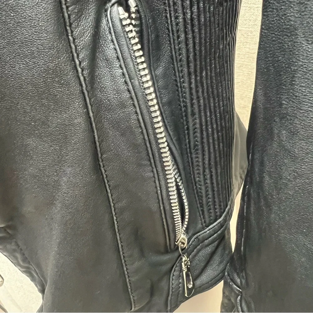 HanHou Queen Sheep Skin Leather Moto Style Jacket - Picture 11 of 15